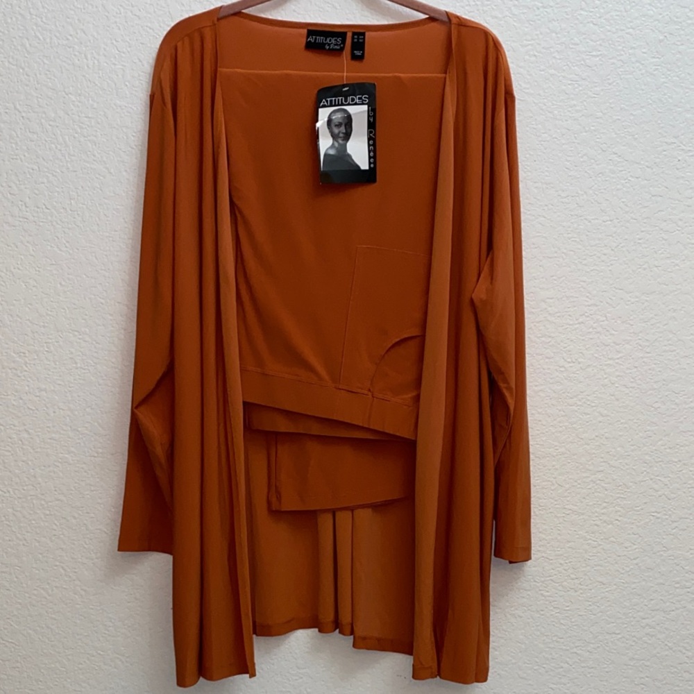 NWT Attitudes by Renee Rust Cardigan & Pants Set 3XP Petite Plus